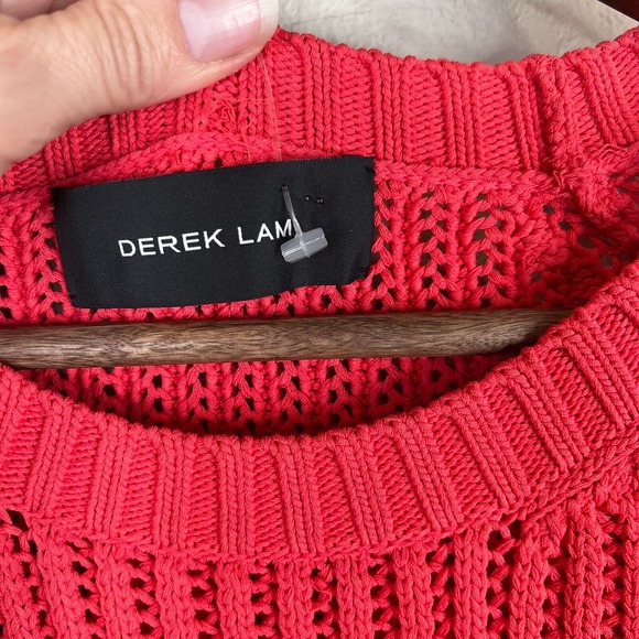 Derek Lam Womens Sweater Top Size Small Red Ribbed Knit Short Sleeve Crew Tunic - Picture 5 of 10